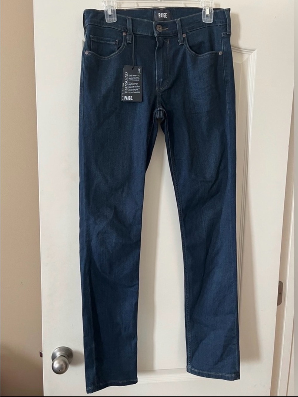 PAIGE Dark Wash Straight Leg Jeans